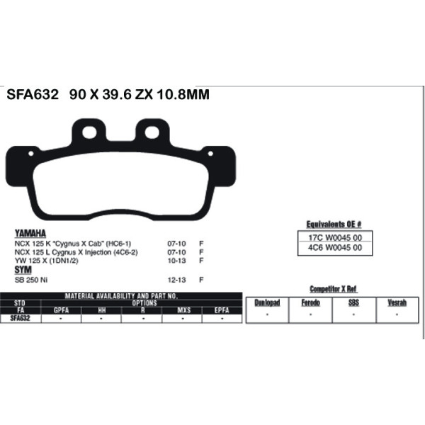 EBC EBC Brake Pads SFA632
